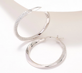 Diamonique Italia Twisted Pave 1-1/4" Hoop Earrings, Sterling Silver